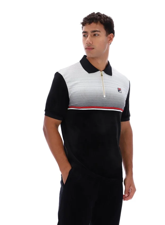 Black Paco Zip Up Velour Polo