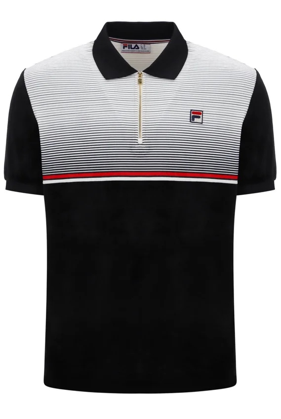 Black Paco Zip Up Velour Polo
