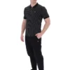 Black Patton Jacquard Stripe Polo