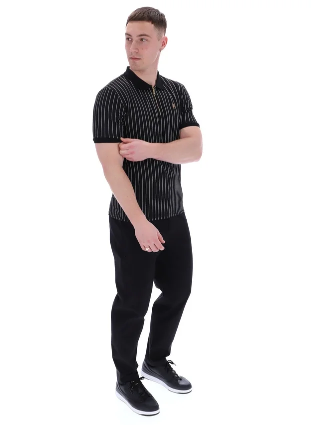Black Patton Jacquard Stripe Polo