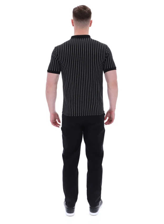 Black Patton Jacquard Stripe Polo