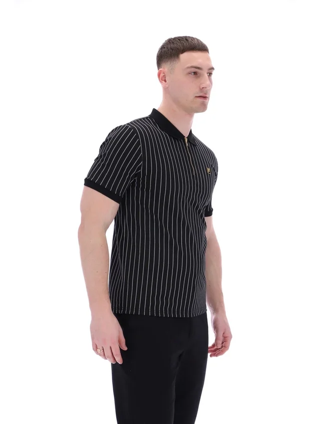 Black Patton Jacquard Stripe Polo