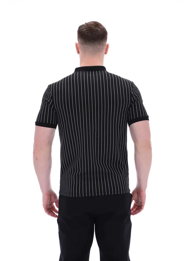 Black Patton Jacquard Stripe Polo