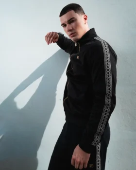 Black Roman Full Zip Jacket with Tape Detail