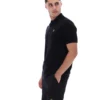 Black Sander Textured Knit Polo Shirt