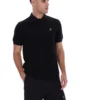 Black Sander Textured Knit Polo Shirt