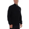 Black Stevie 1/4 Zip Funnel Neck Textured Knit