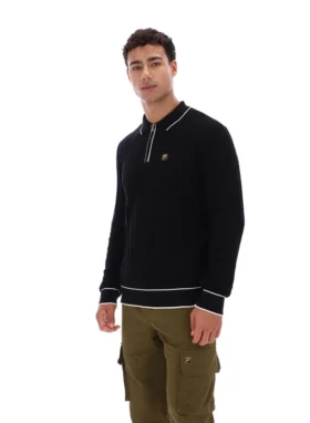 Black Sully Long Sleeve Polo Shirt