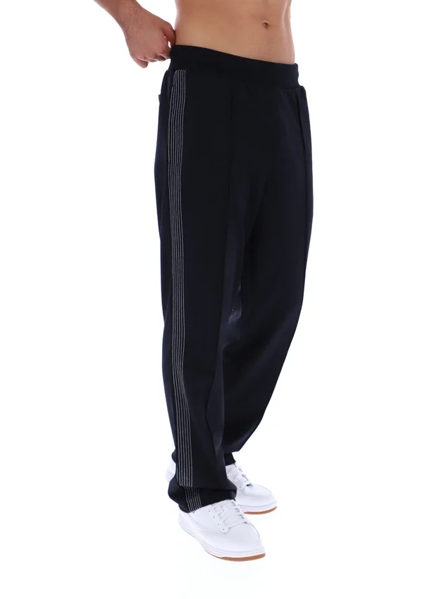Black Tavis Contrast Stitch Straight Leg Jogger