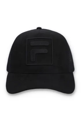 Black Turo Large F-Box Tonal Embroidered Suede Mesh-Back Cap