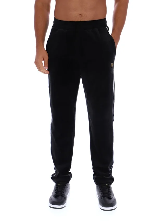 Black Wella Straight Leg Velour Pants