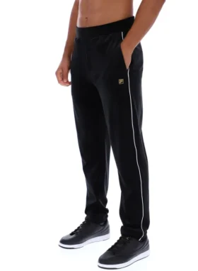 Black Wella Straight Leg Velour Pants