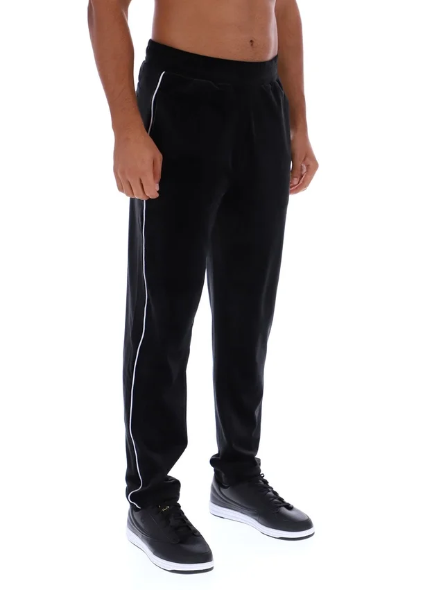 Black Wella Straight Leg Velour Pants