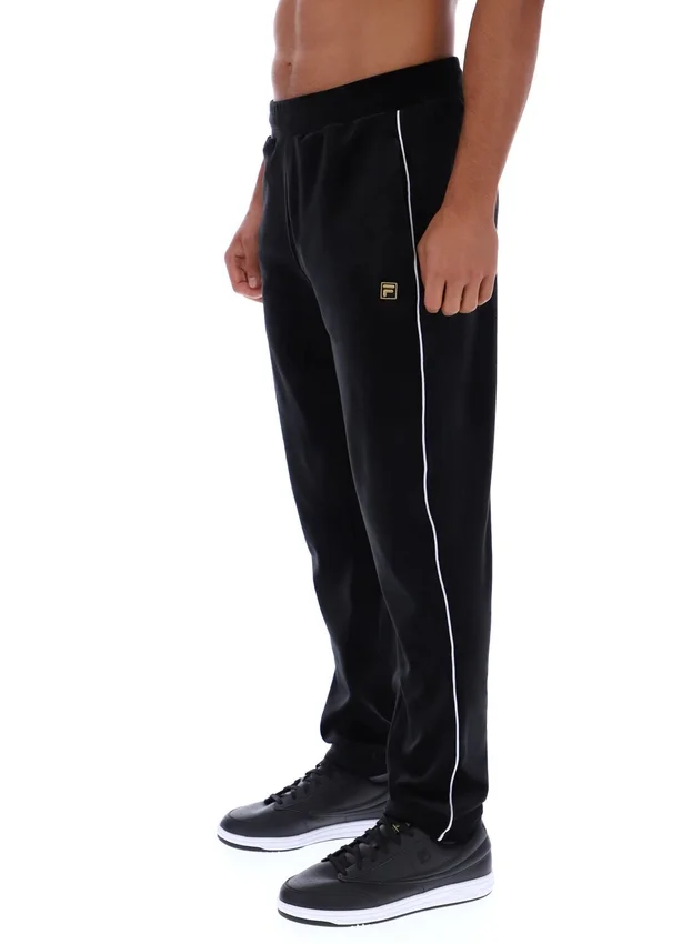 Black Wella Straight Leg Velour Pants
