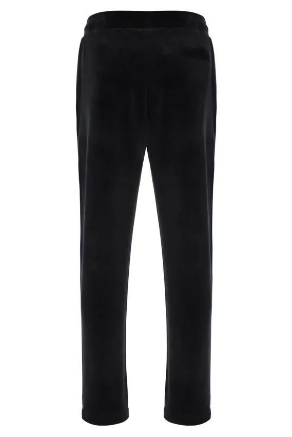 Black Wella Straight Leg Velour Pants