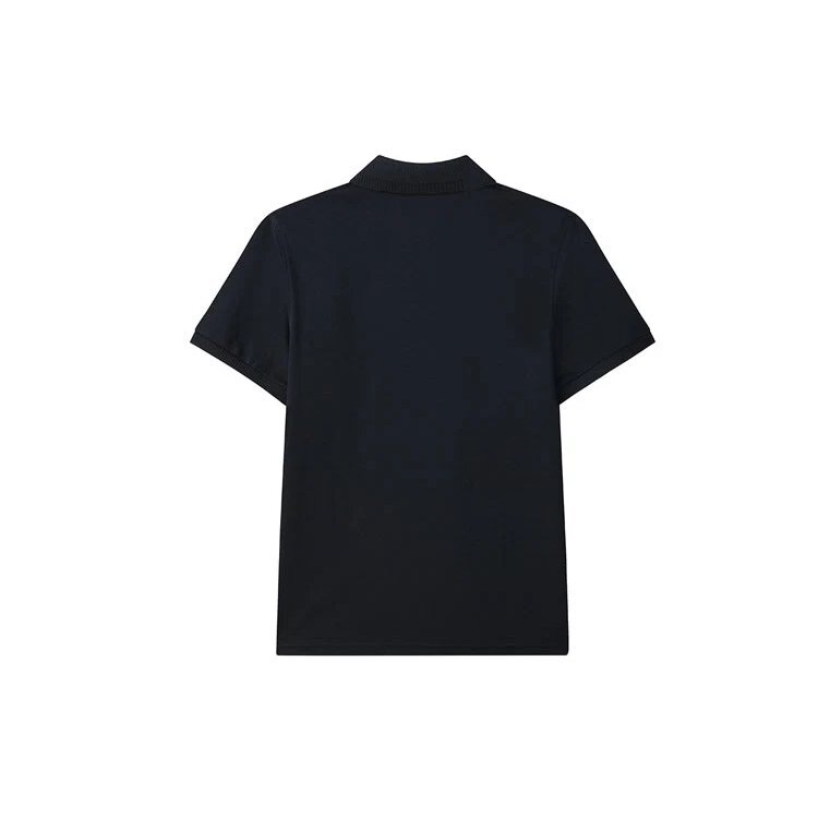 Casual Solid Color Breathable Short Sleeve Polo Shirt Navy Blue
