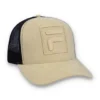 Classic Beige Turo Large F-Box Tonal Embroidered Suede Mesh-Back Cap