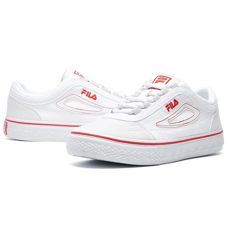 CLASSIC BOARDER skateboard canvas shoes White/red