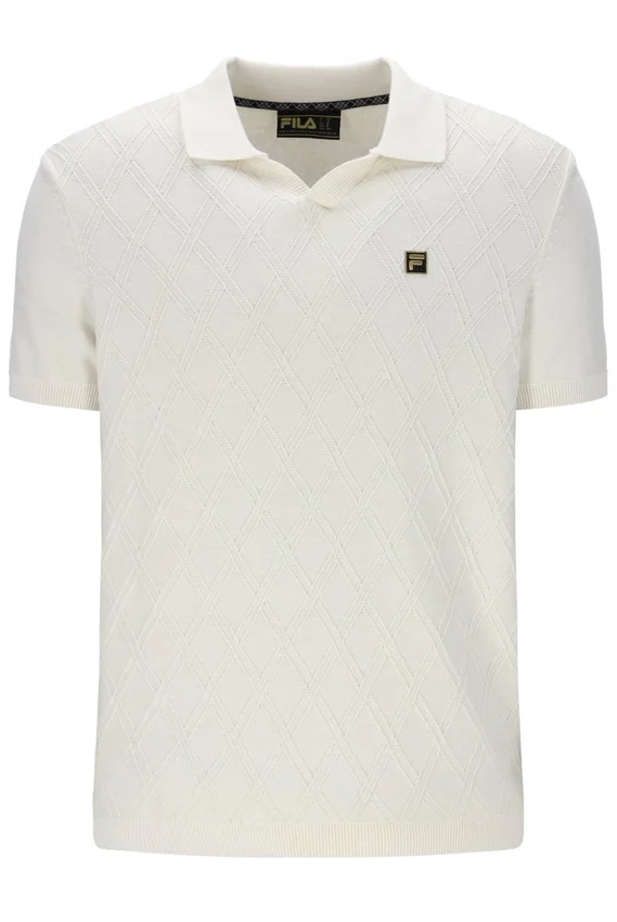 Coconut Milk Denny Diamond Knit Open Collar Polo