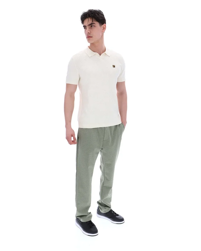 Coconut Milk Denny Diamond Knit Open Collar Polo