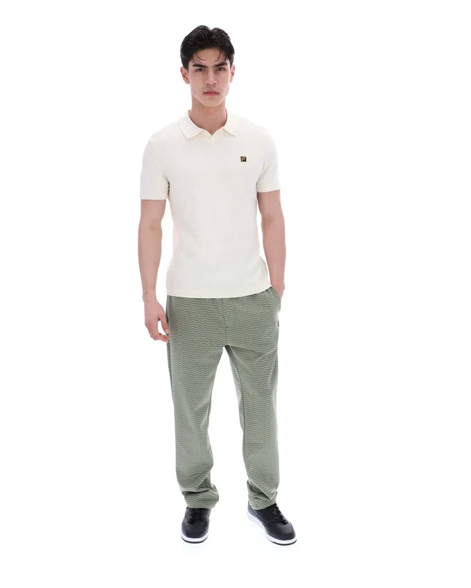 Coconut Milk Denny Diamond Knit Open Collar Polo
