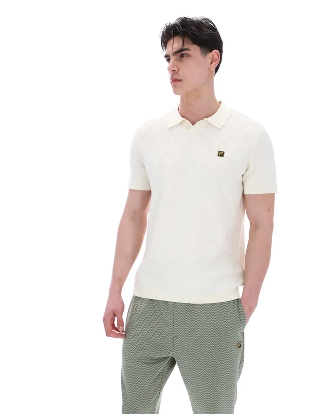 Coconut Milk Denny Diamond Knit Open Collar Polo