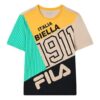 Contrast Color Stitching Logo Short Sleeve Blue