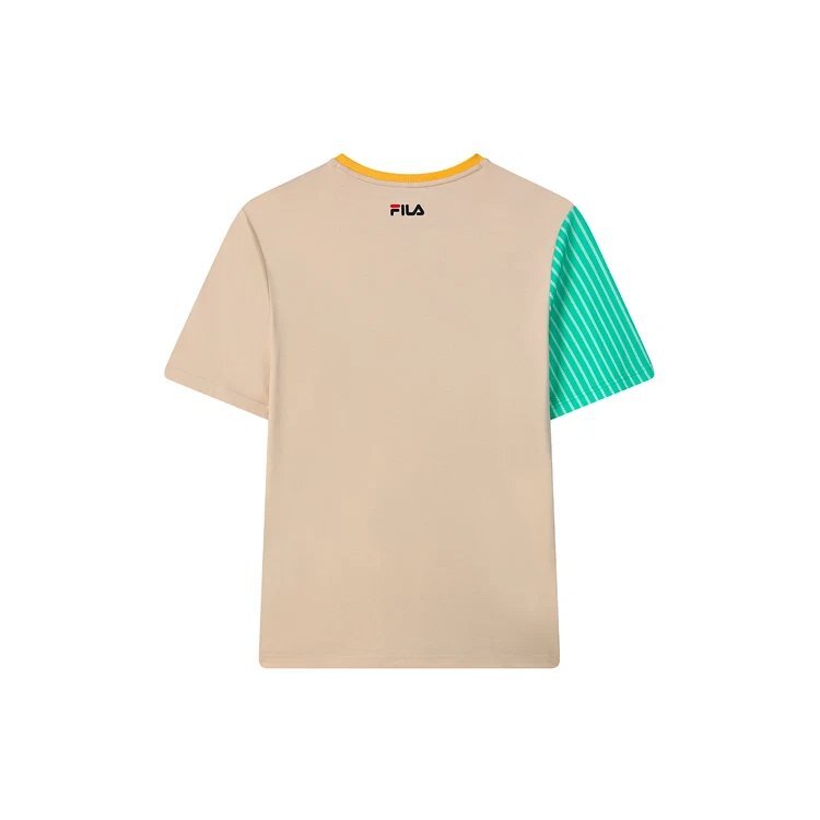 Contrast Color Stitching Logo Short Sleeve Blue