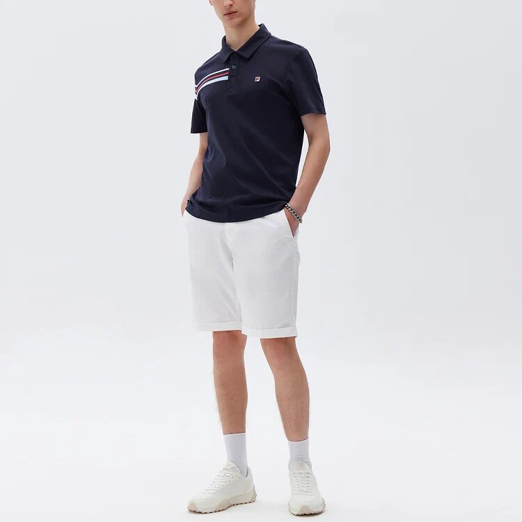 Contrast Colors StripesSport Casual Short Sleeve poloShirt Men s Blue