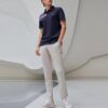 Contrast Colors StripesSport Casual Short Sleeve poloShirt Men s Blue