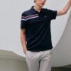 Contrast Colors StripesSport Casual Short Sleeve poloShirt Men s Blue