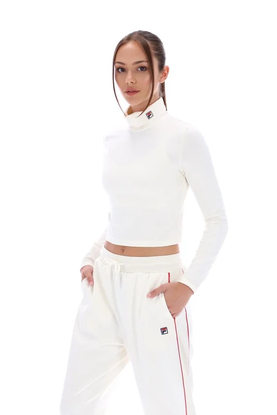 Cream Heidi Cropped Roll Neck Top