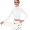 Cream Heidi Cropped Roll Neck Top