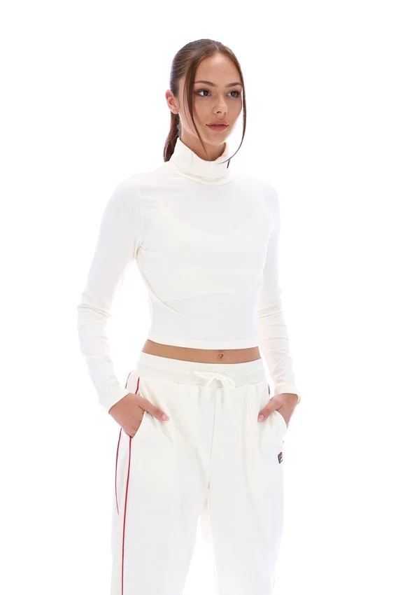 Cream Heidi Cropped Roll Neck Top