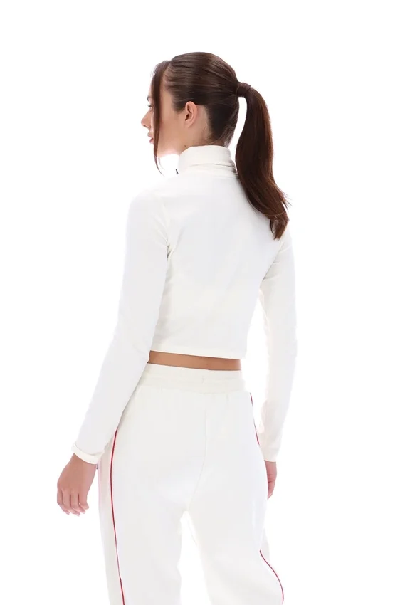Cream Heidi Cropped Roll Neck Top