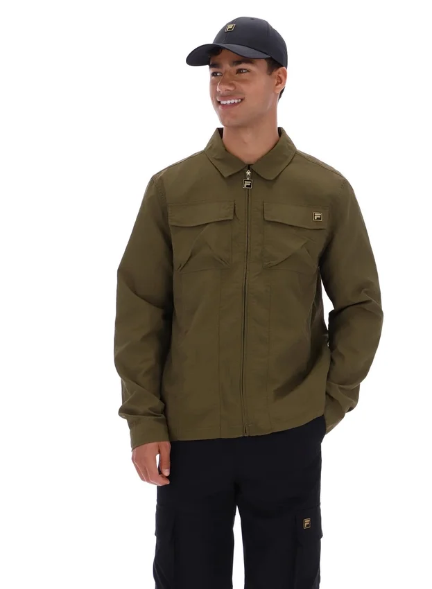 Dark Olive Kasa Zip-Through Overshirt