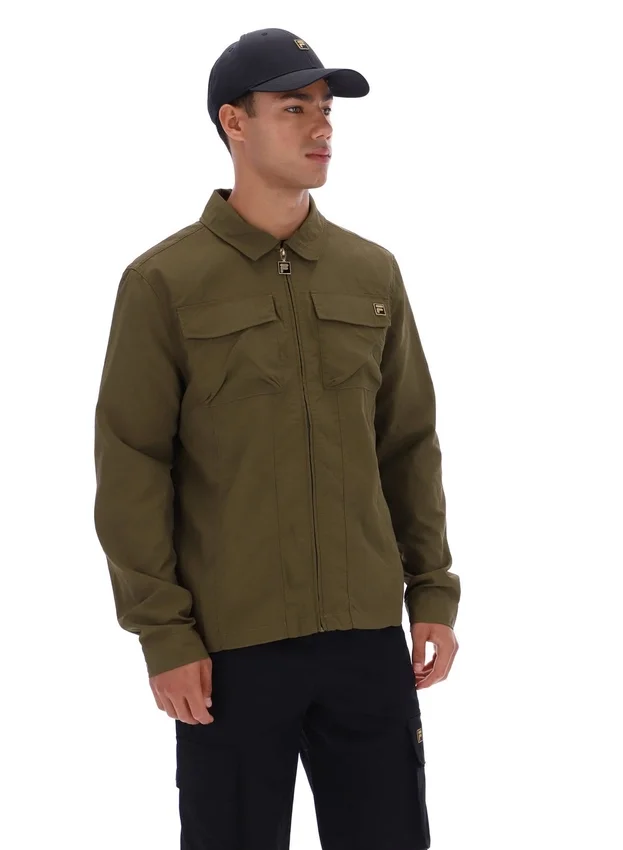 Dark Olive Kasa Zip-Through Overshirt