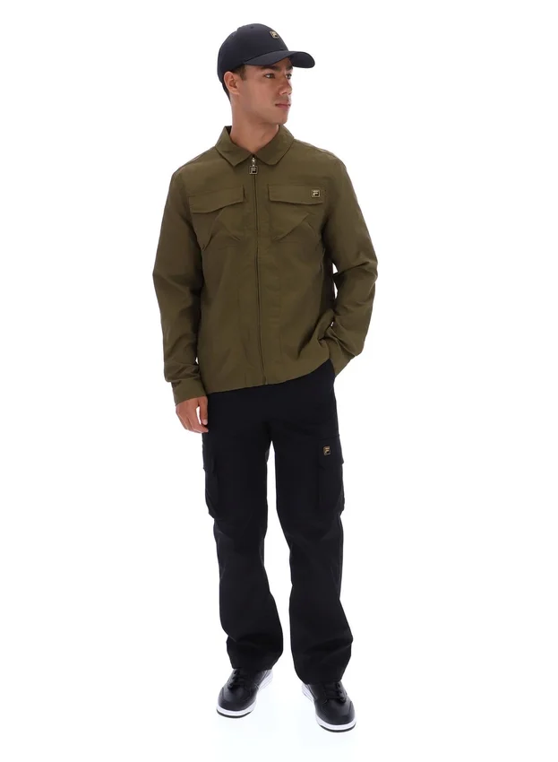 Dark Olive Kasa Zip-Through Overshirt