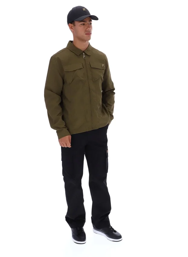 Dark Olive Kasa Zip-Through Overshirt