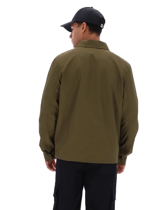 Dark Olive Kasa Zip-Through Overshirt