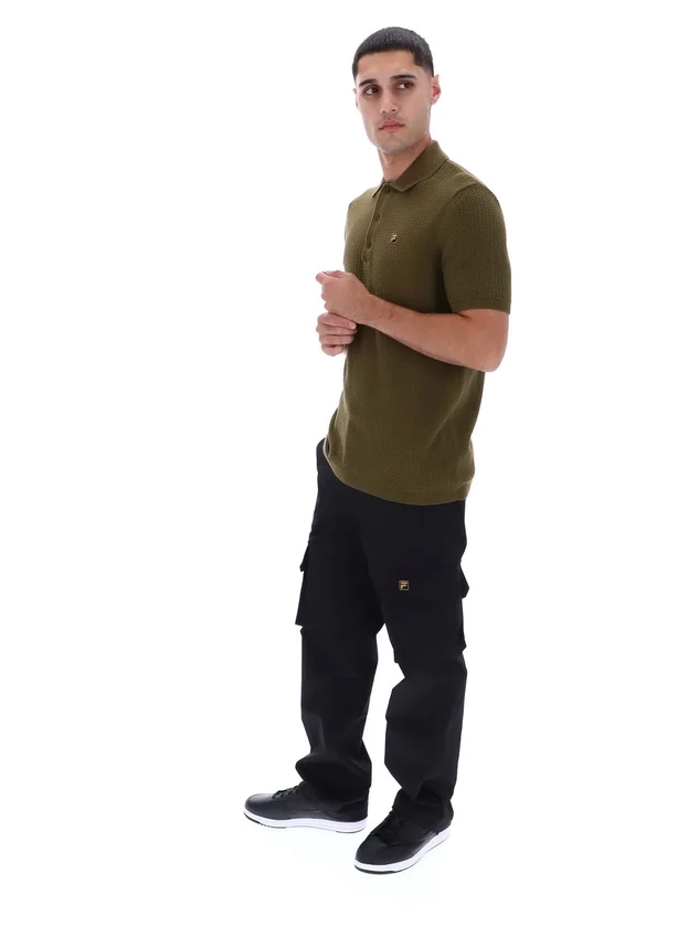 Dark Olive Sander Textured Knit Polo Shirt