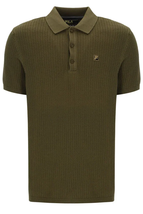 Dark Olive Sander Textured Knit Polo Shirt