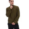 Dark Olive Stevie 1/4 Zip Funnel Neck Textured Knit