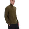 Dark Olive Stevie 1/4 Zip Funnel Neck Textured Knit