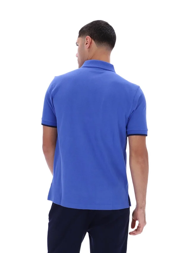 Dazzling Blue Pablo Three-Button Tipped Rib Polo Shirt