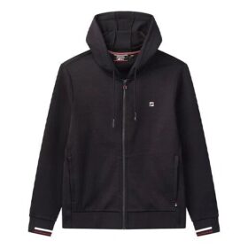 Embroidered Logo Knit Hooded Jacket Blue