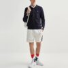 Embroidered Logo Knit Hooded Jacket Blue