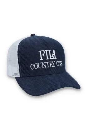 Fila Navy Cody Corduroy Mesh-Back Cap with Embroidered Graphic