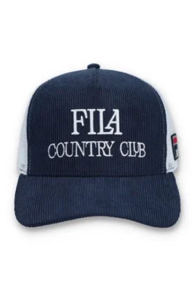 Fila Navy Cody Corduroy Mesh-Back Cap with Embroidered Graphic