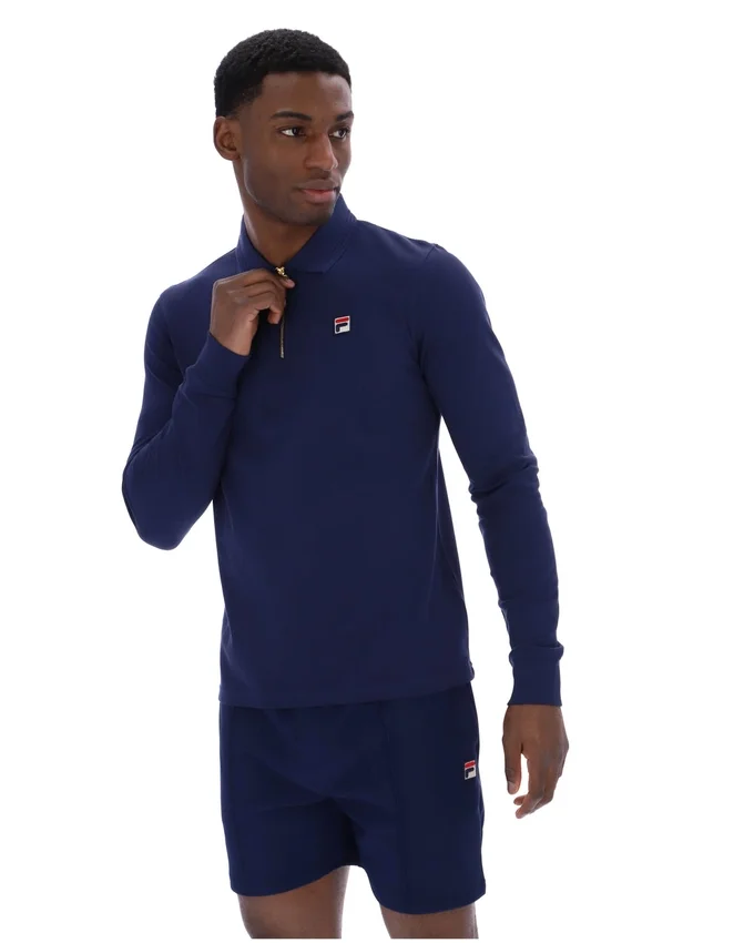 Fila Navy Emiliano Long-Sleeve Polo